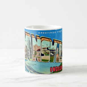 Retro Evansville IN vykortsmugg Kaffemugg