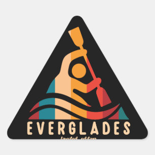 Retro Everglades Kayaking Triangelformat Klistermärke