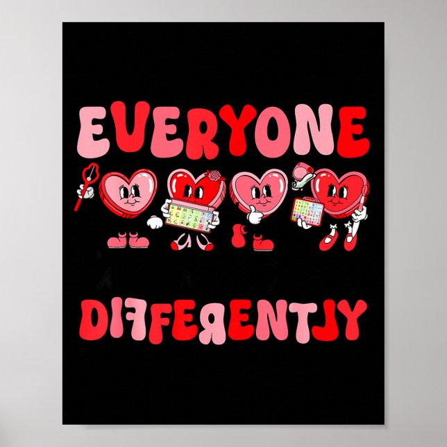 Retro Everyone Communicates Differently Autism Val Poster (Framsidan)