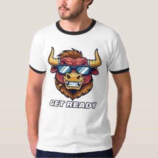 Retro Evil Bull med solglasögon och Hämta Redo Tex T Shirt