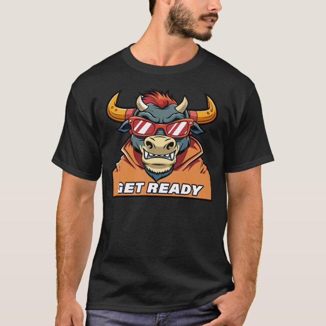 Retro Evil Bull med solglasögon och Hämta Redo Tex T Shirt (Framsida)