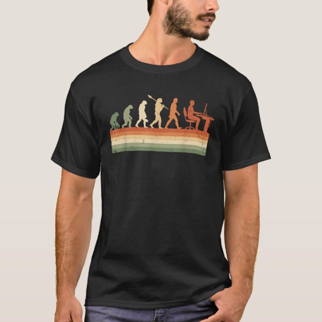 Retro Evolution av människa dataprogrammerare Geek T Shirt (Framsida)