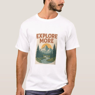 Retro "Explore More" Mountain Äventyr T-Shirt