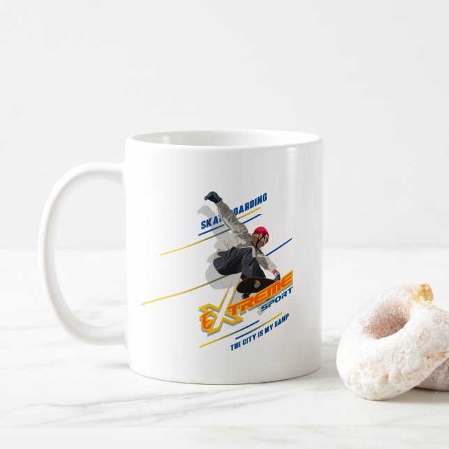 Retro Extrem Sport Skateboardåkare | #11 Klassisk  Kaffemugg (Med munk)