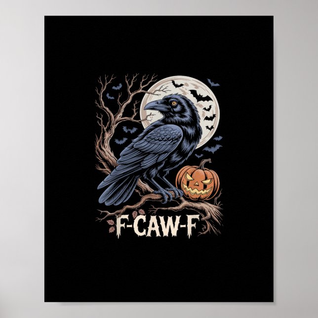 Retro F-Caw-F Bird Crow Funny Crow Bird Cawing Gru Poster (Framsidan)