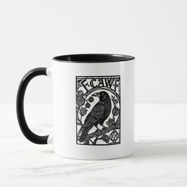 Retro F Caw F Crow Funny Saying Meme Design Mugg (Vänster)