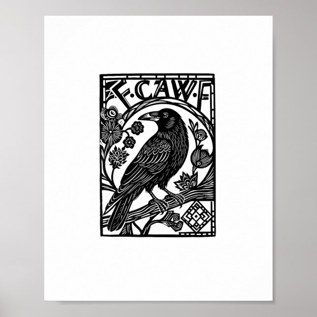 Retro F Caw F Crow Funny Saying Meme Design Poster (Framsidan)