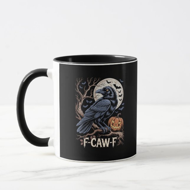 Retro F-Caw-F Fågel Kråka Rolig Kråka Fågel Kraxan Mugg (Vänster)