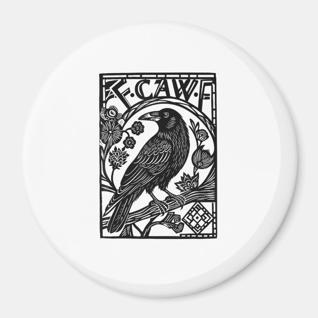 Retro F Caw F Kråka Roligt Talesätt Meme Design Magnet (Framsidan)