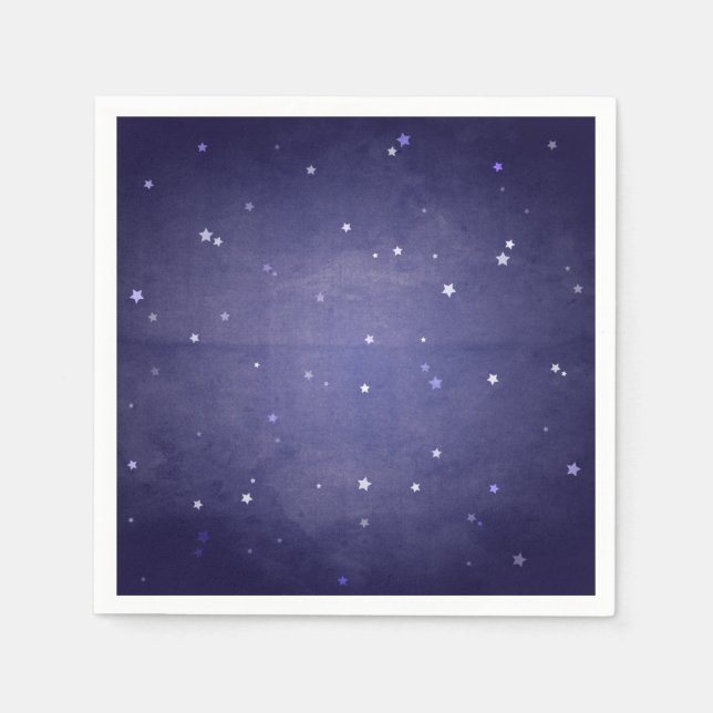 Retro Faded Blue- och White Stars Party Pappersservett (Framsidan)