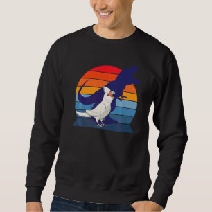 Retro Fågel I Tyrannosaurus Rex I Skrikande Goffin Lång Ärmad Tröja