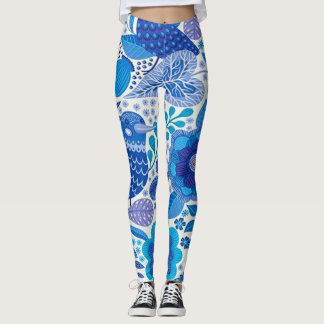 Retro fågel- och blommamönster leggings