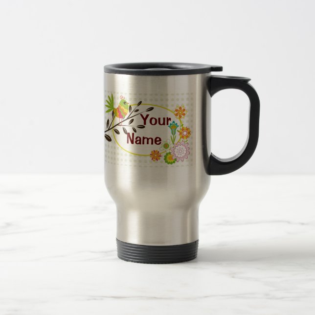 Retro fågel och blommor din kända mugg (Höger)