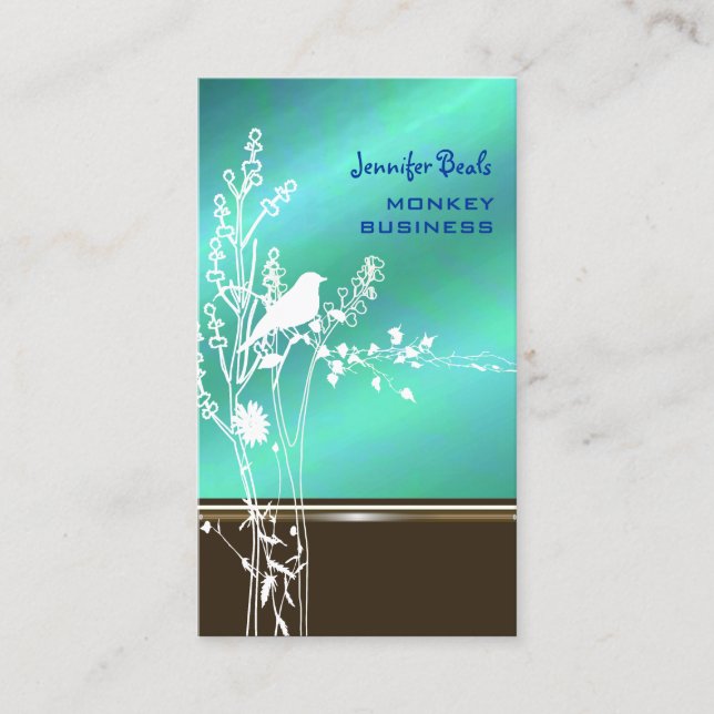Retro-fågel på gren visitkort (Framsida)