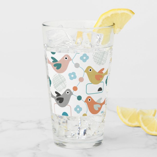 Retro Fågelblommor för nutida mittårhundrade Glaskopp (Bakside Is)