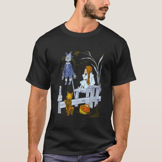 Retro Fågelskrämma Toto-guiden för Oz Dorothy T Shirt (Framsida)