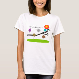 Retro fåglar för pensionerade t-shirt