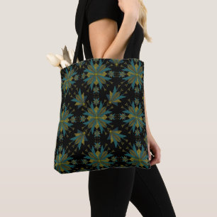 Retro Fairy Stars Black Shoulder Tote Tygkasse