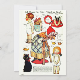 Retro Fairy Tale Halloween 🎃 Pappra dockor Tack Kort