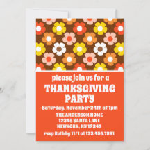 Retro Fall Autumn Flowers Brown Thanksgiving Party
