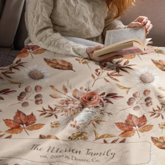 Retro fall blommigt elegant namn personlig fleecefilt