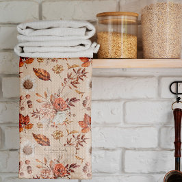 Retro fall blommigt elegant namn personlig kökshandduk