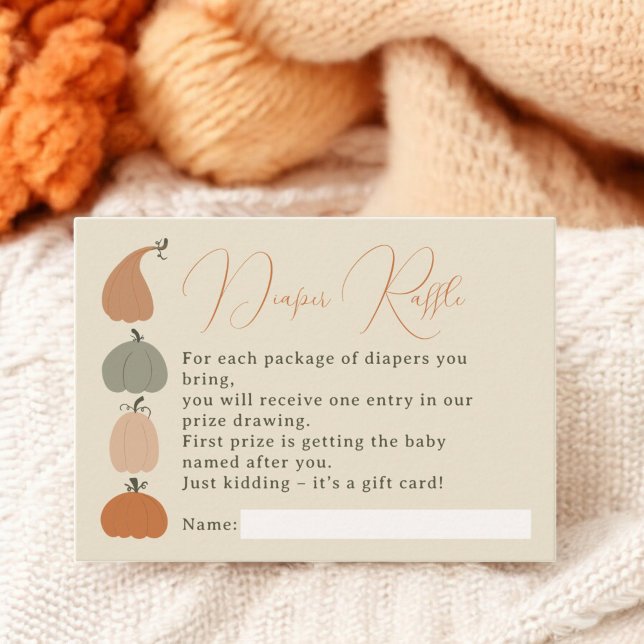 Retro Fall chic Pumpkin Baby Shower Diaper Raffle Tilläggskort (Retro Fall chic Pumpkin Baby Shower Diaper Raffle Enclosure Card)