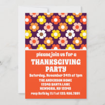 Retro Fall Flowers Lila Thanksgiving Party