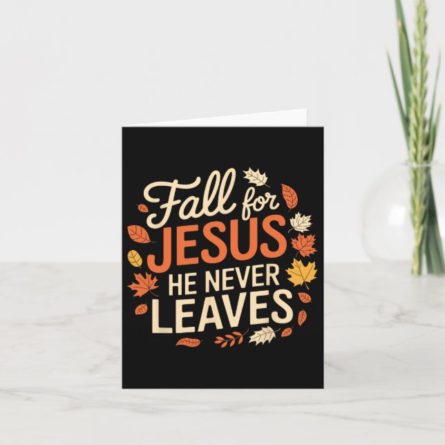 Retro Fall för Jesus Han Lämnar aldrig Thanksgivin Kort (Framsida)