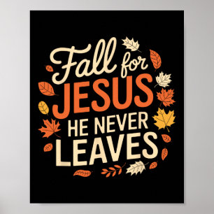 Retro Fall för Jesus Han Lämnar aldrig Thanksgivin Poster