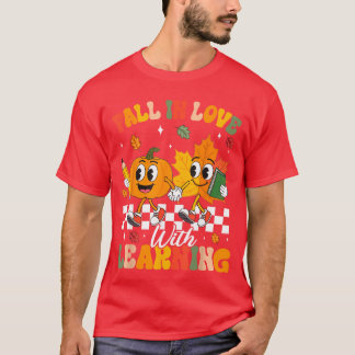 Retro Fall in Love with Learning Autumn Leaf Pumpk T Shirt