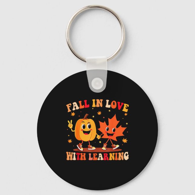 Retro Fall In Love With Learning Autumn Pumpkin Te Nyckelring (Framsida)