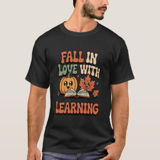 Retro Fall in Love with Learning Teacher Cute Pump T Shirt