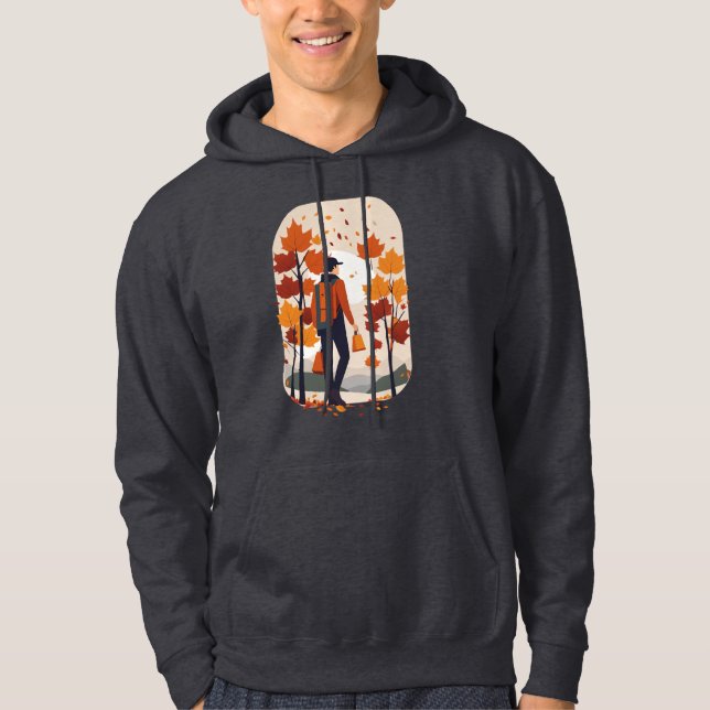Retro Fall-inspirerad Tee | Walk i parken Hoodie (Framsida)