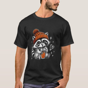 Retro Fall Racoon Coffee Feral Racoon Pumpkin Autu T Shirt