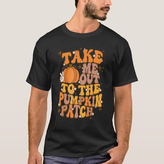 Retro Fall ta mig till Pumpkin Patch Groovy än T Shirt (Framsida)