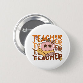 Retro Fall Teacher Pumpkin Halloween Knapp