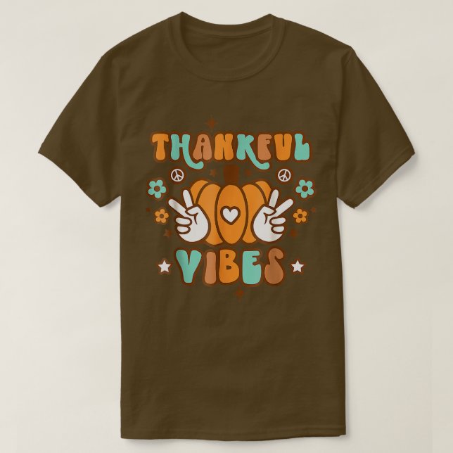 Retro Fall Thanksgiving Cute för hösttack för vibe T Shirt (Design framsida)
