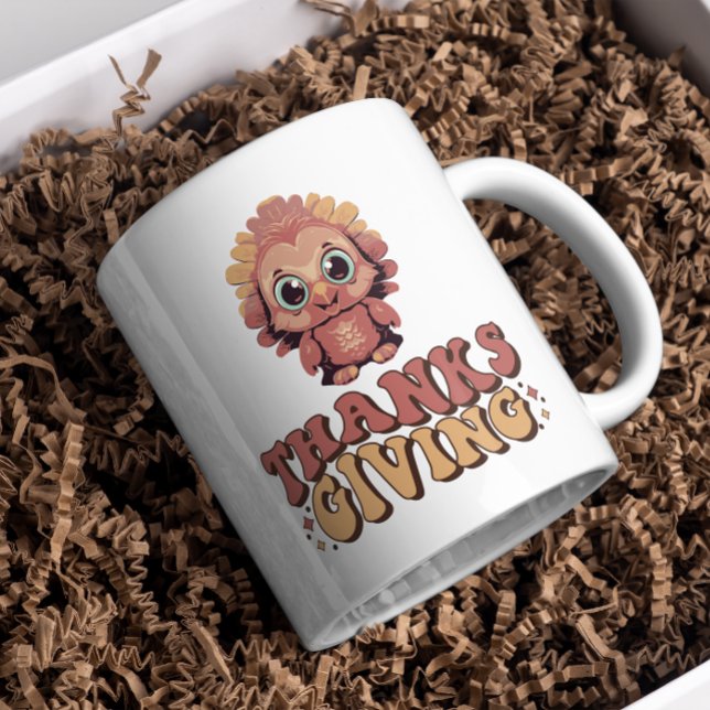 Retro Fall Thanksgiving Mugg, Family Thanksgiving Kaffemugg (Skapare uppladdad)
