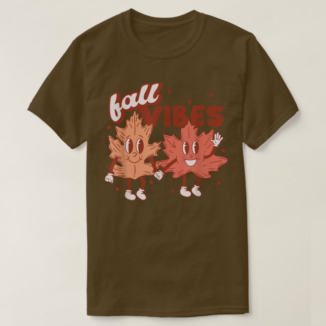 Retro Fall Vibes Höst löv Lycklig Fall Thanksgi T Shirt (Design framsida)