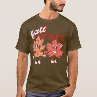 Retro Fall Vibes Höst löv Lycklig Fall Thanksgi T Shirt