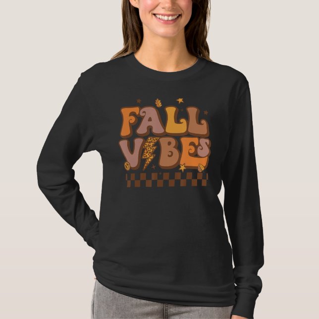 Retro Fall Vibes Leopard Lightning Hösten Tha T Shirt (Framsida)