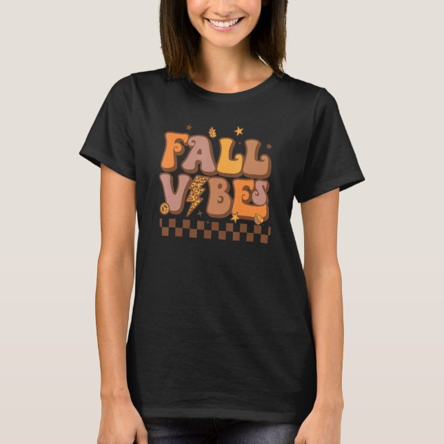 Retro Fall Vibes Leopard Lightning Hösten Tha T Shirt (Framsida)