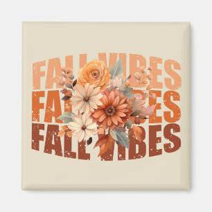 Retro Fall vibes vattenfärgsvilda blommor löv Magnet