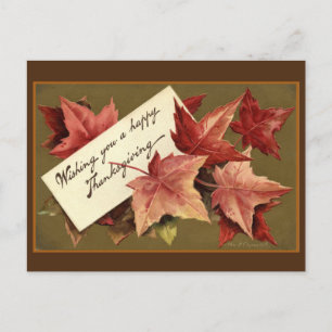 Retro Fallen Löv Happy thanksgiving Hälsning Helg Vykort