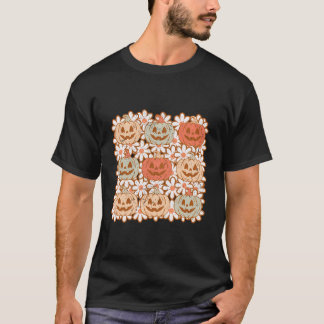 Retro fäller med blommor som leker Ansikte Weste T Shirt