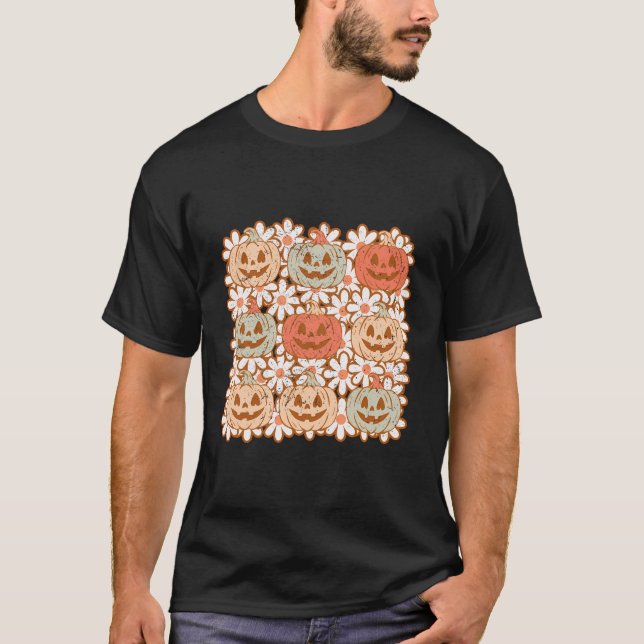 Retro fäller med blommor som leker Ansikte Weste T Shirt (Framsida)
