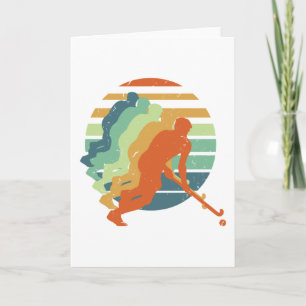 Retro Fält Hockey Game Player, Fält Hockey Sport Kort