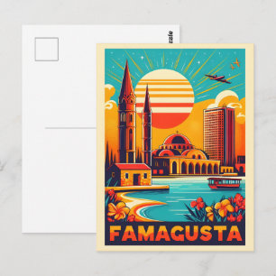 Retro Famagusta Beach Cyprus souvenirs och gåvor Vykort