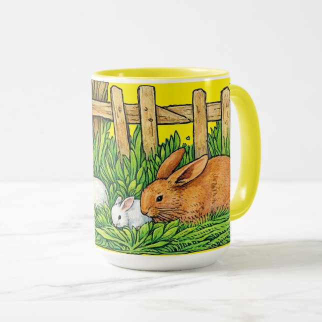 Retro familj av kanin kaniner mugg (Framsida höger)
